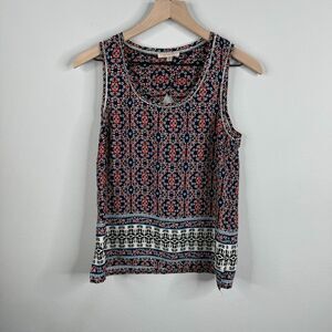Skies are Blue Womens Blouse Top Size S Floral Sleeveless‎ Keyhole Back